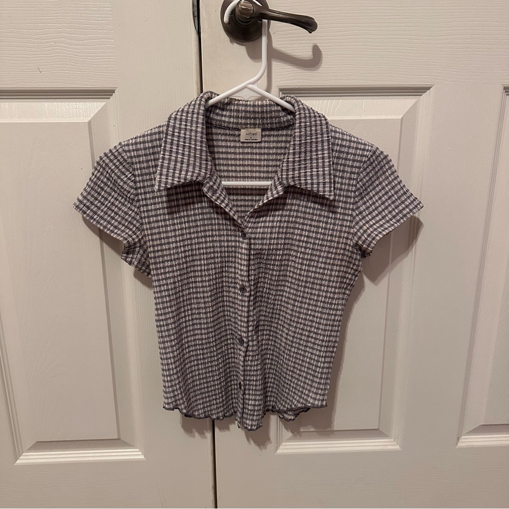 Aritzia Lilac Gingham Button Up - image 1
